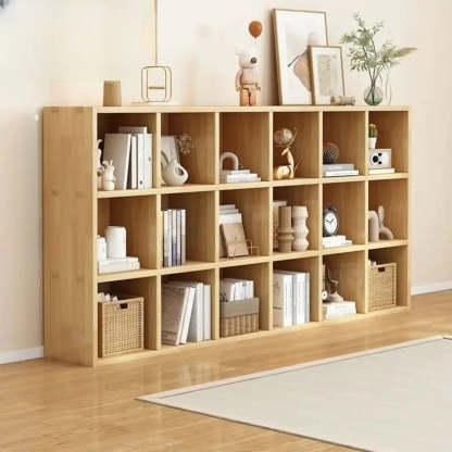 Natural Wood Rectangular Display Bookcase