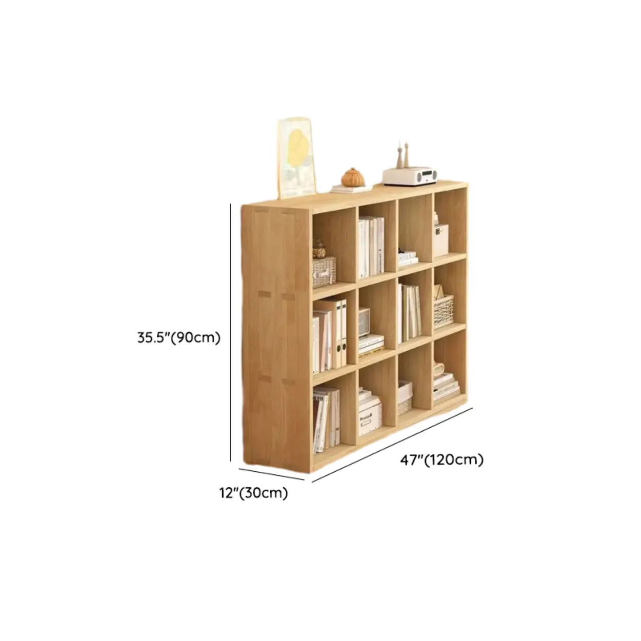 Natural Wood Rectangular Display Bookcase