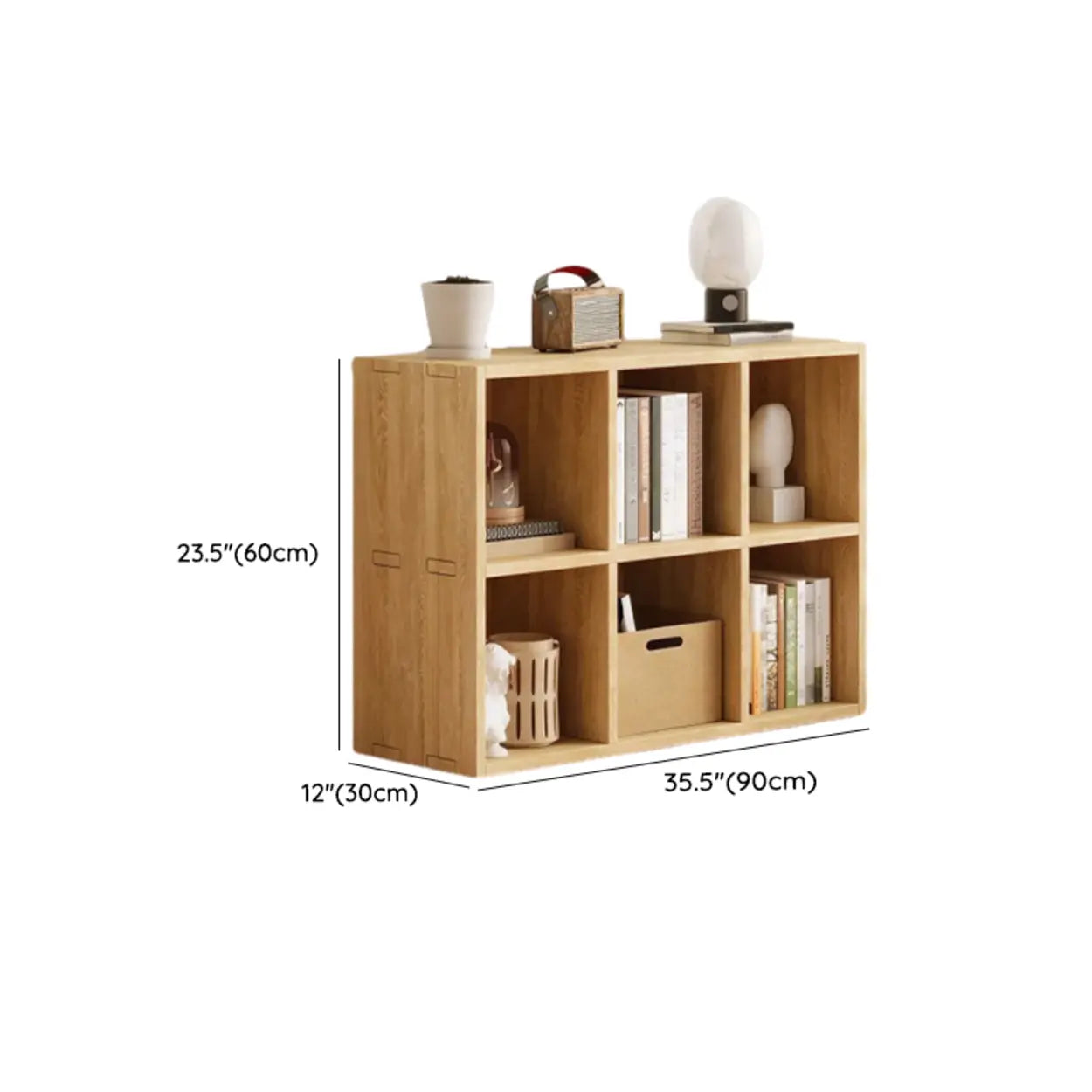 Natural Wood Rectangular Display Bookcase