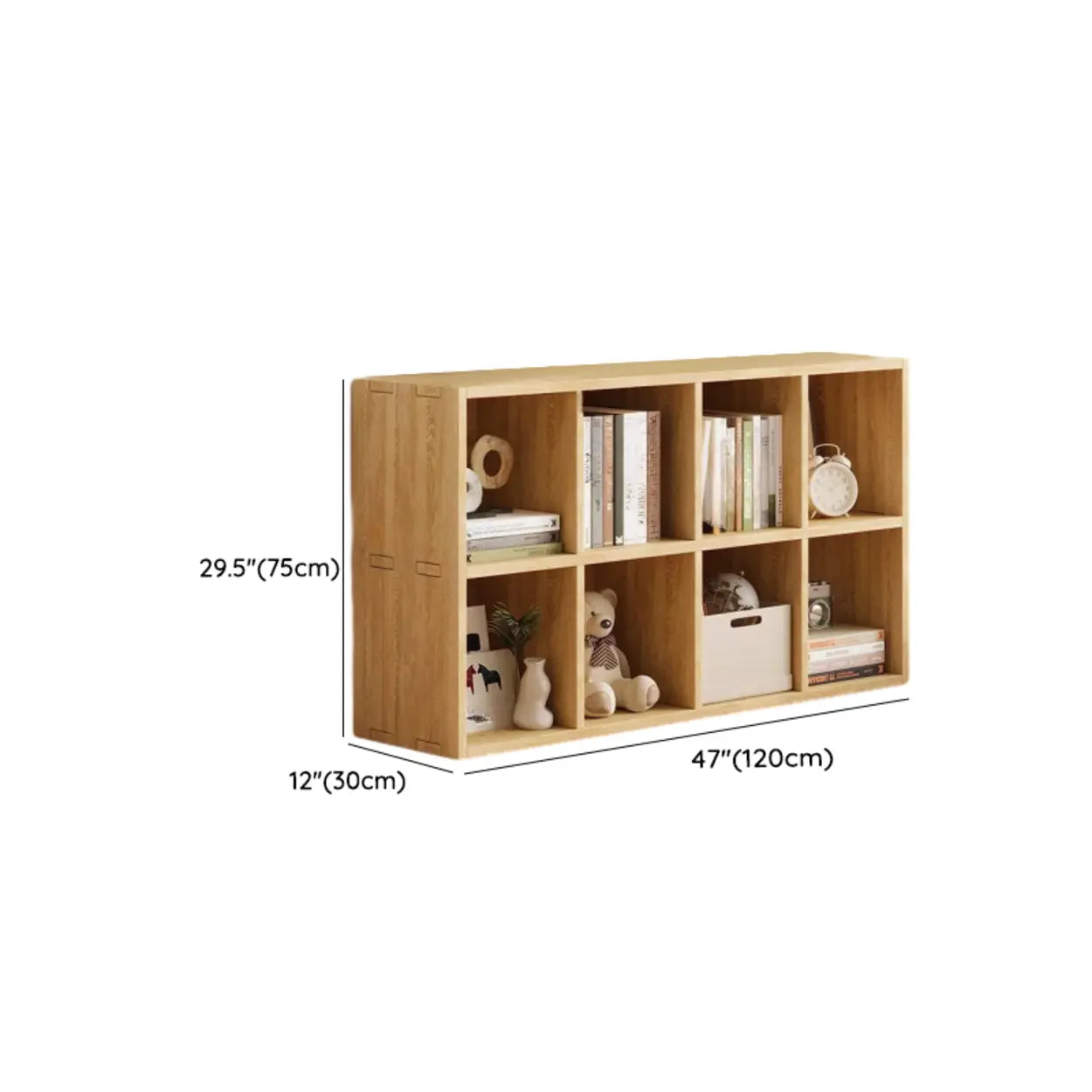 Natural Wood Rectangular Display Bookcase