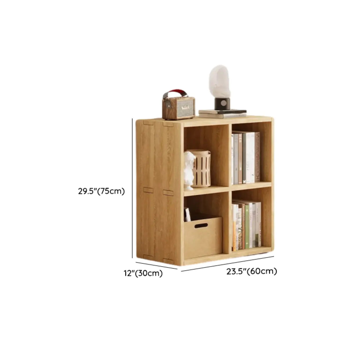 Natural Wood Rectangular Display Bookcase