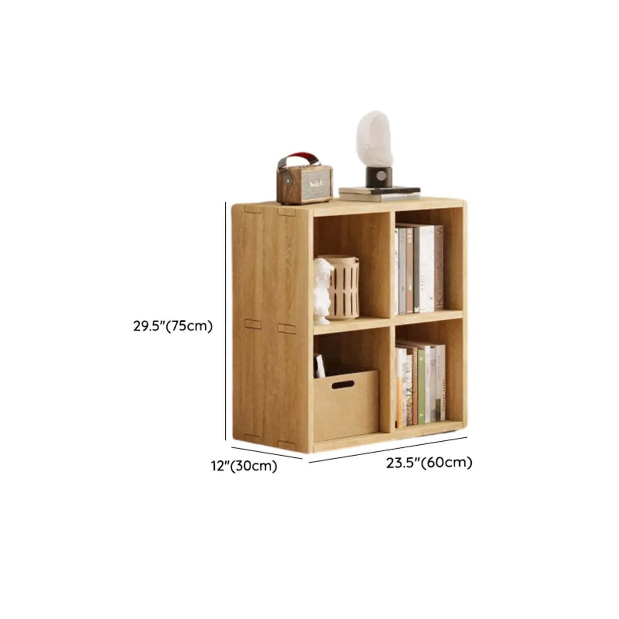 Natural Wood Rectangular Display Bookcase