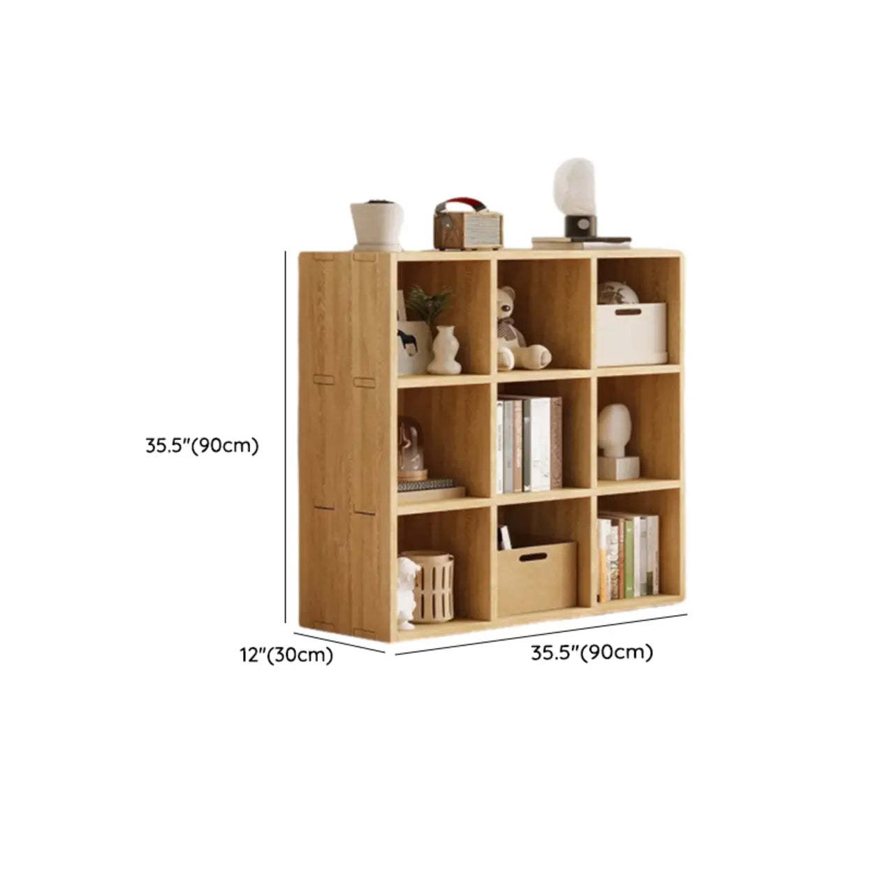 Natural Wood Rectangular Display Bookcase