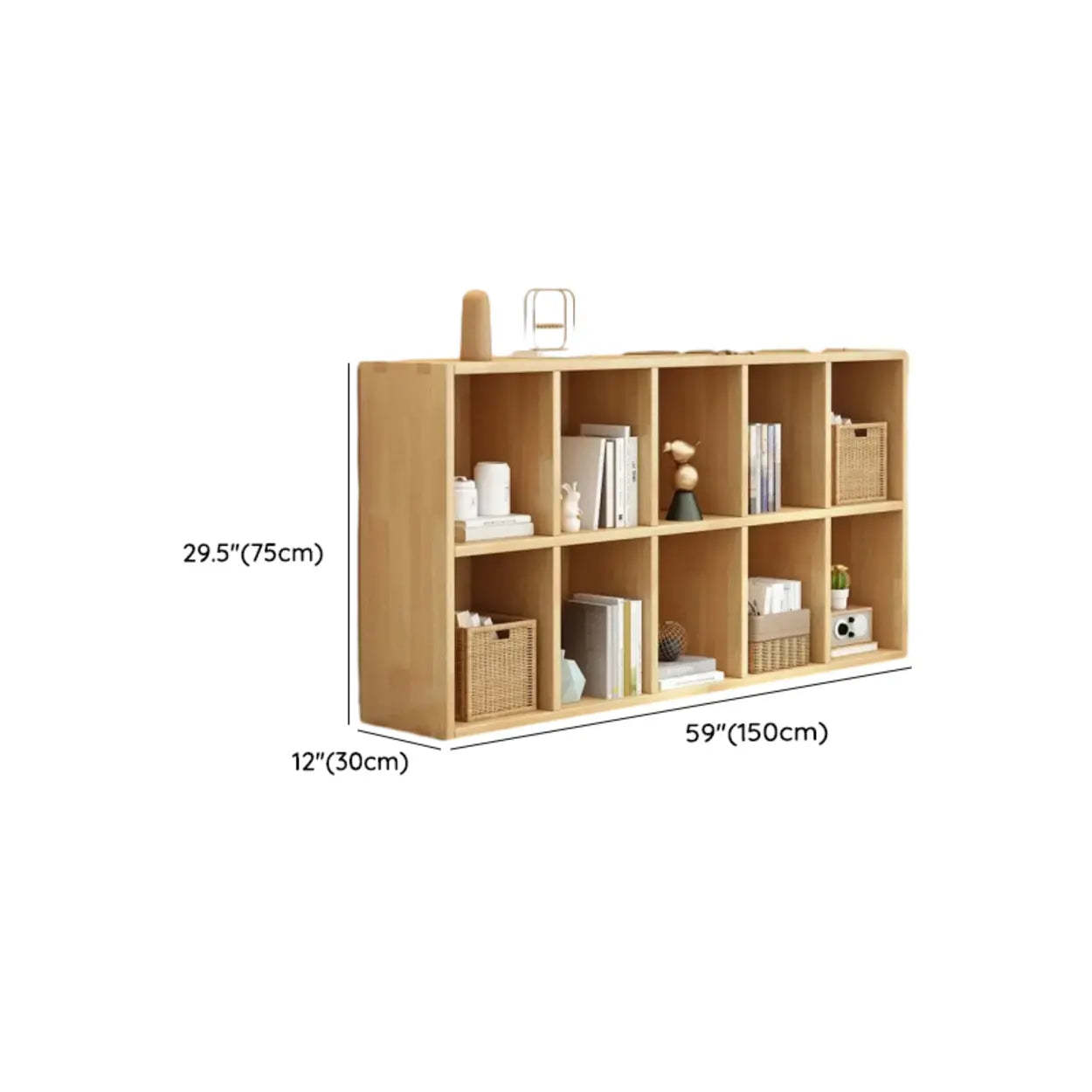 Natural Wood Rectangular Display Bookcase