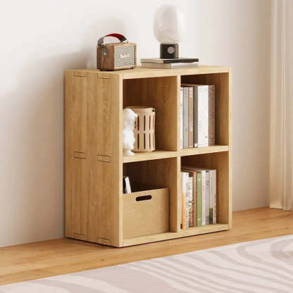 Natural Wood Rectangular Display Bookcase