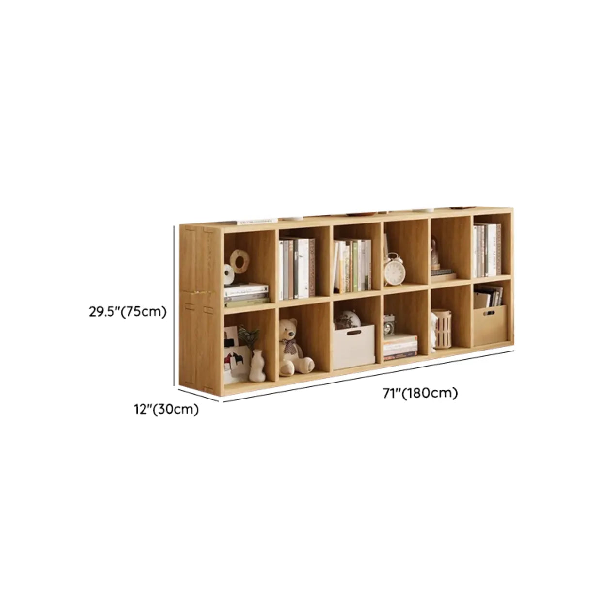 Natural Wood Rectangular Display Bookcase
