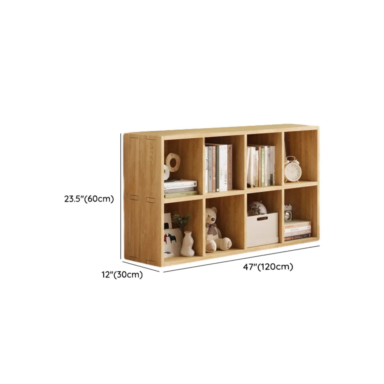 Natural Wood Rectangular Display Bookcase