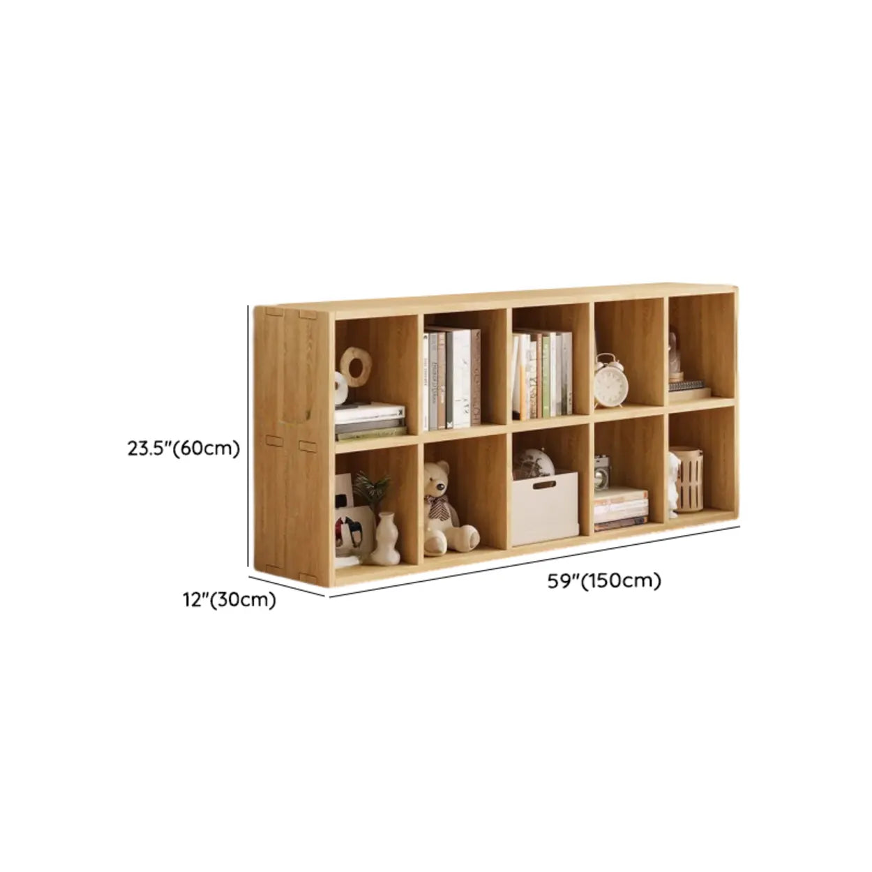 Natural Wood Rectangular Display Bookcase
