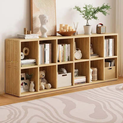 Natural Wood Rectangular Display Bookcase