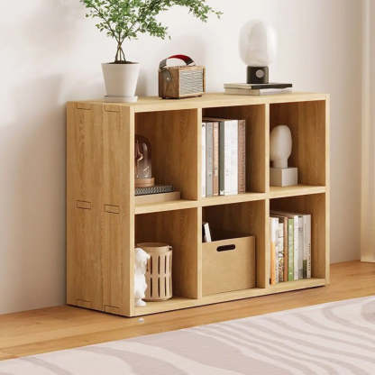 Natural Wood Rectangular Display Bookcase