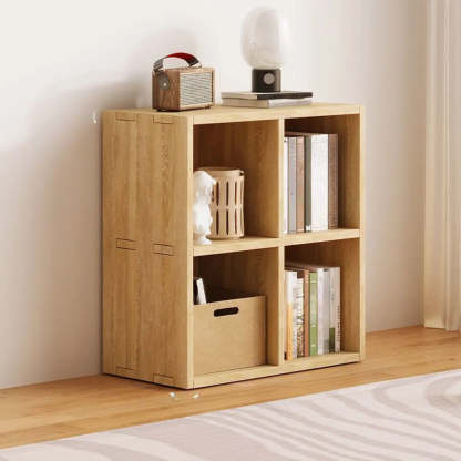 Natural Wood Rectangular Display Bookcase