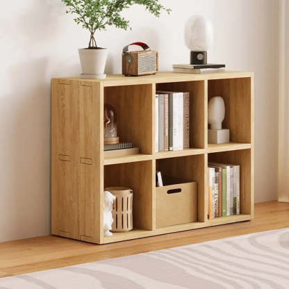 Natural Wood Rectangular Display Bookcase