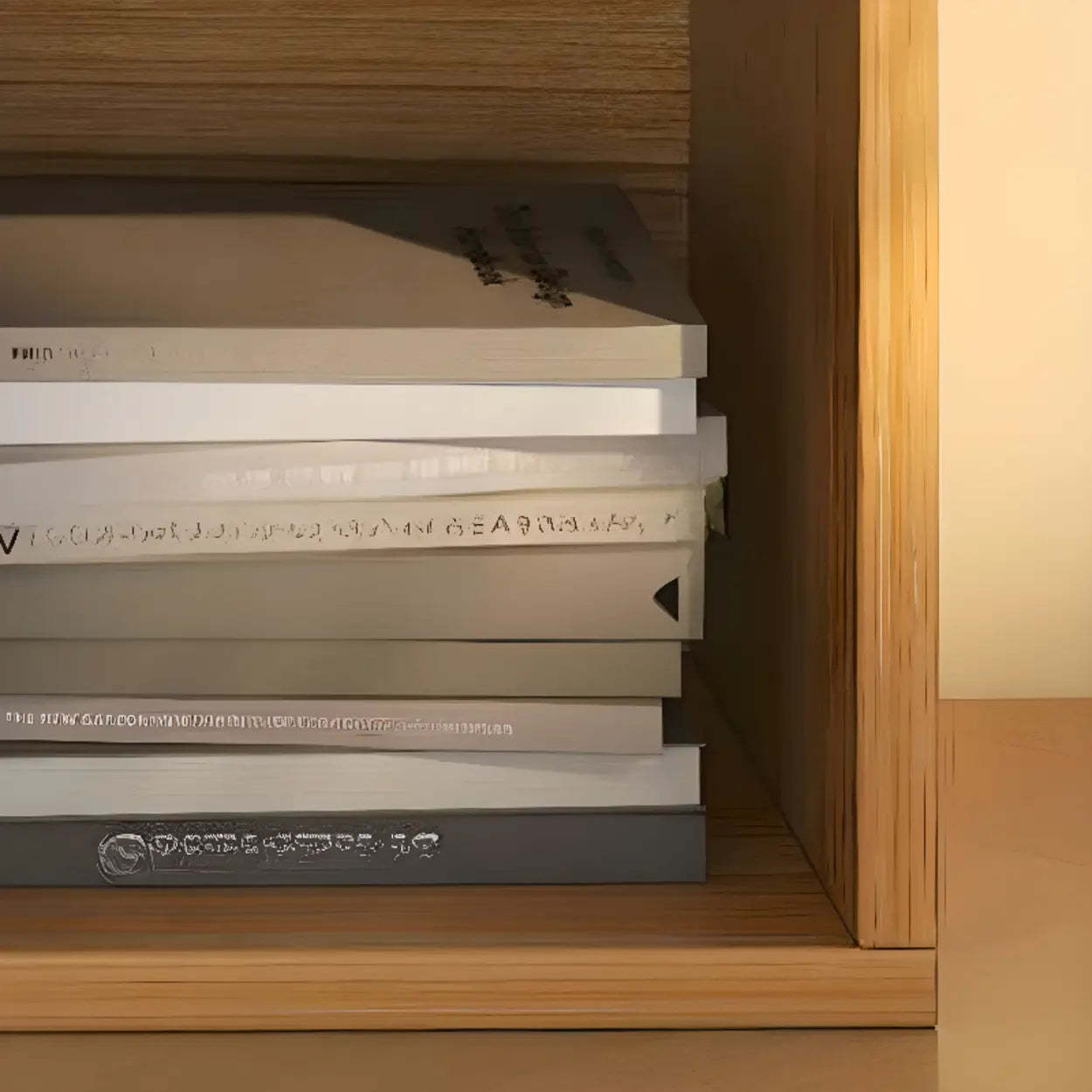 Natural Wood Rectangular Display Bookcase