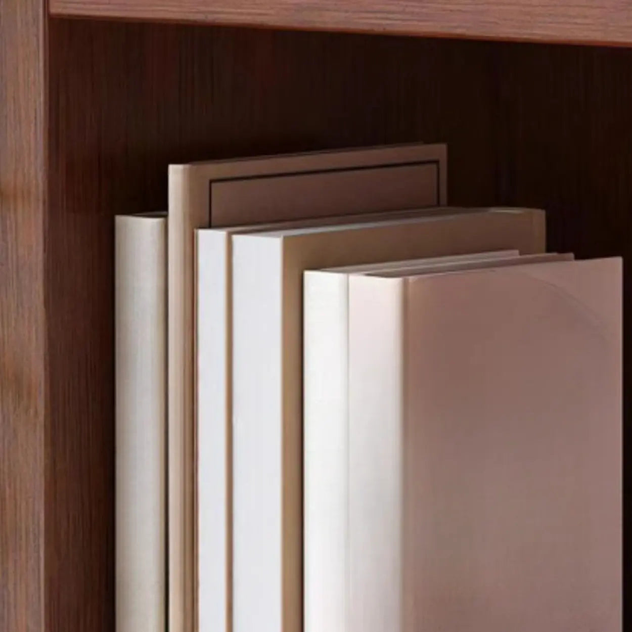 Simple Open-Drawer Narrow White Bookcase — Beech