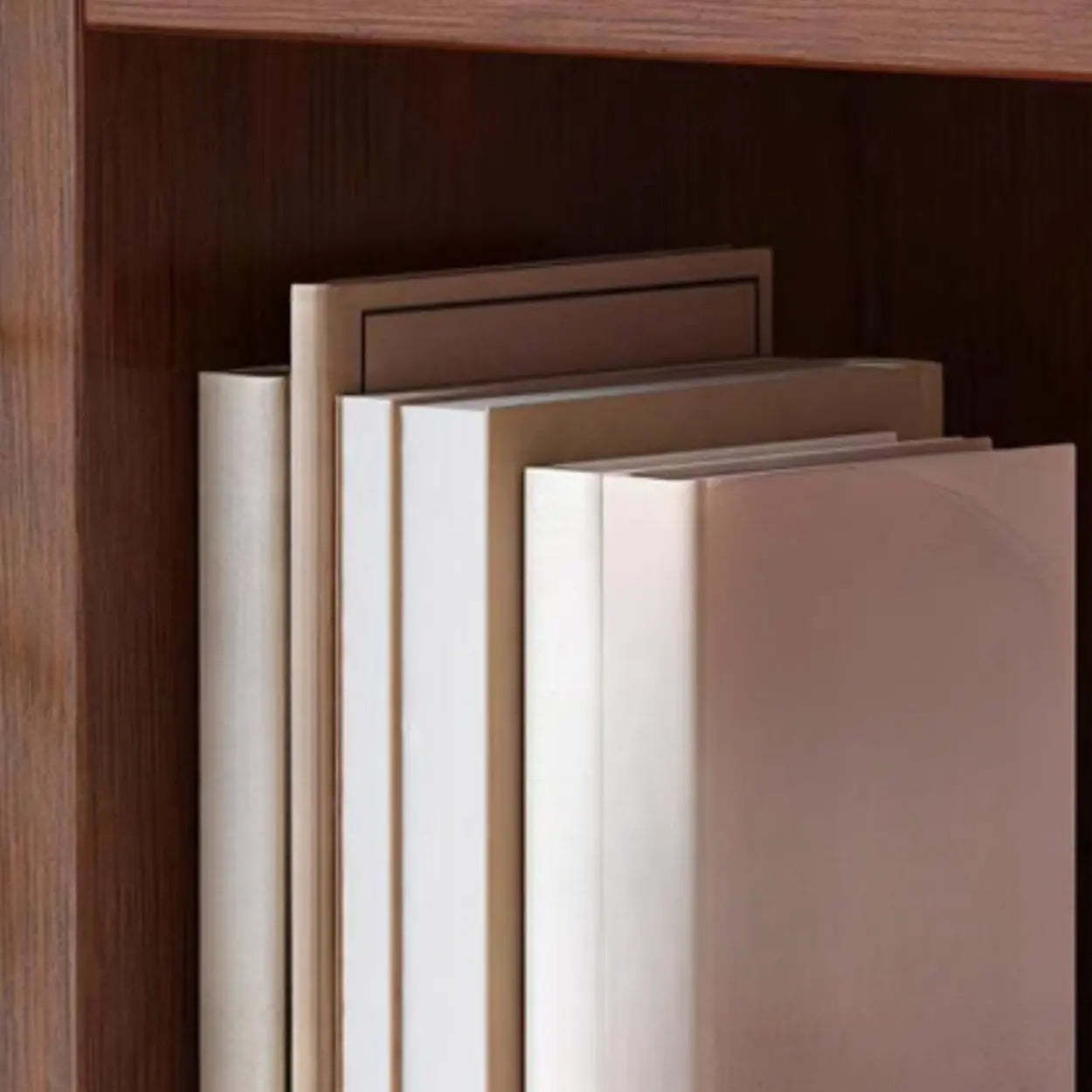Simple Open-Drawer Narrow White Bookcase — Beech