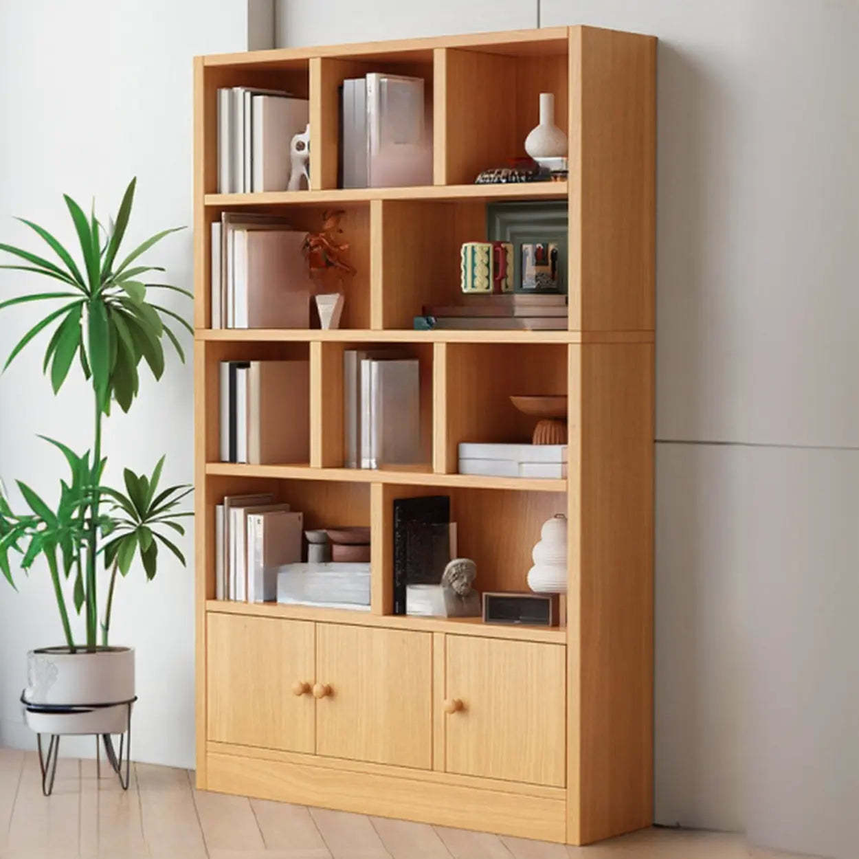 Simple Open-Drawer Narrow White Bookcase