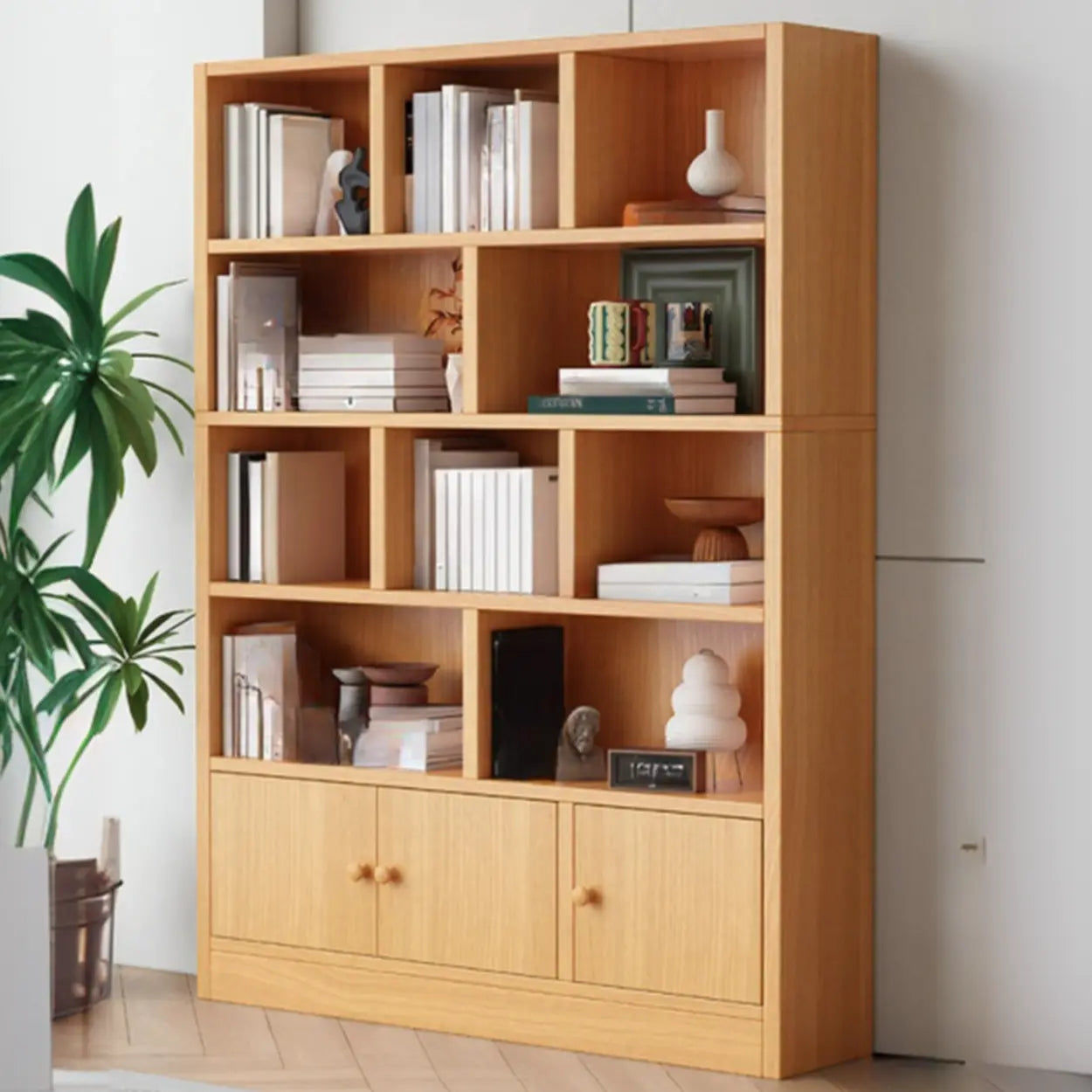 Simple Open-Drawer Narrow White Bookcase