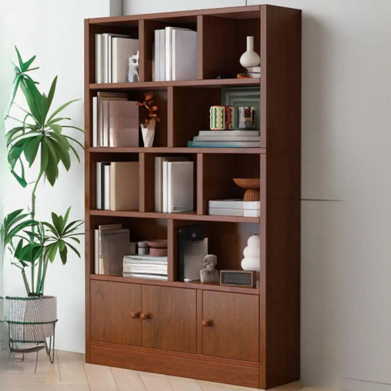 Simple Open-Drawer Narrow White Bookcase