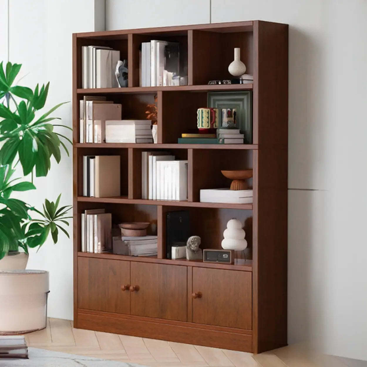Simple Open-Drawer Narrow White Bookcase