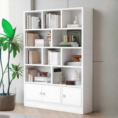 Simple Open-Drawer Narrow White Bookcase