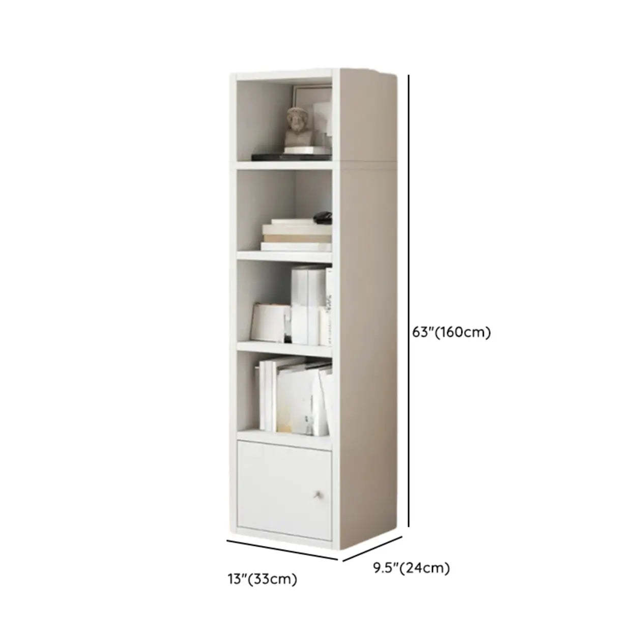 Simple Open-Drawer Narrow White Bookcase
