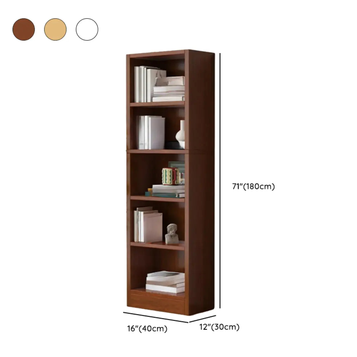 Simple Open-Drawer Narrow White Bookcase