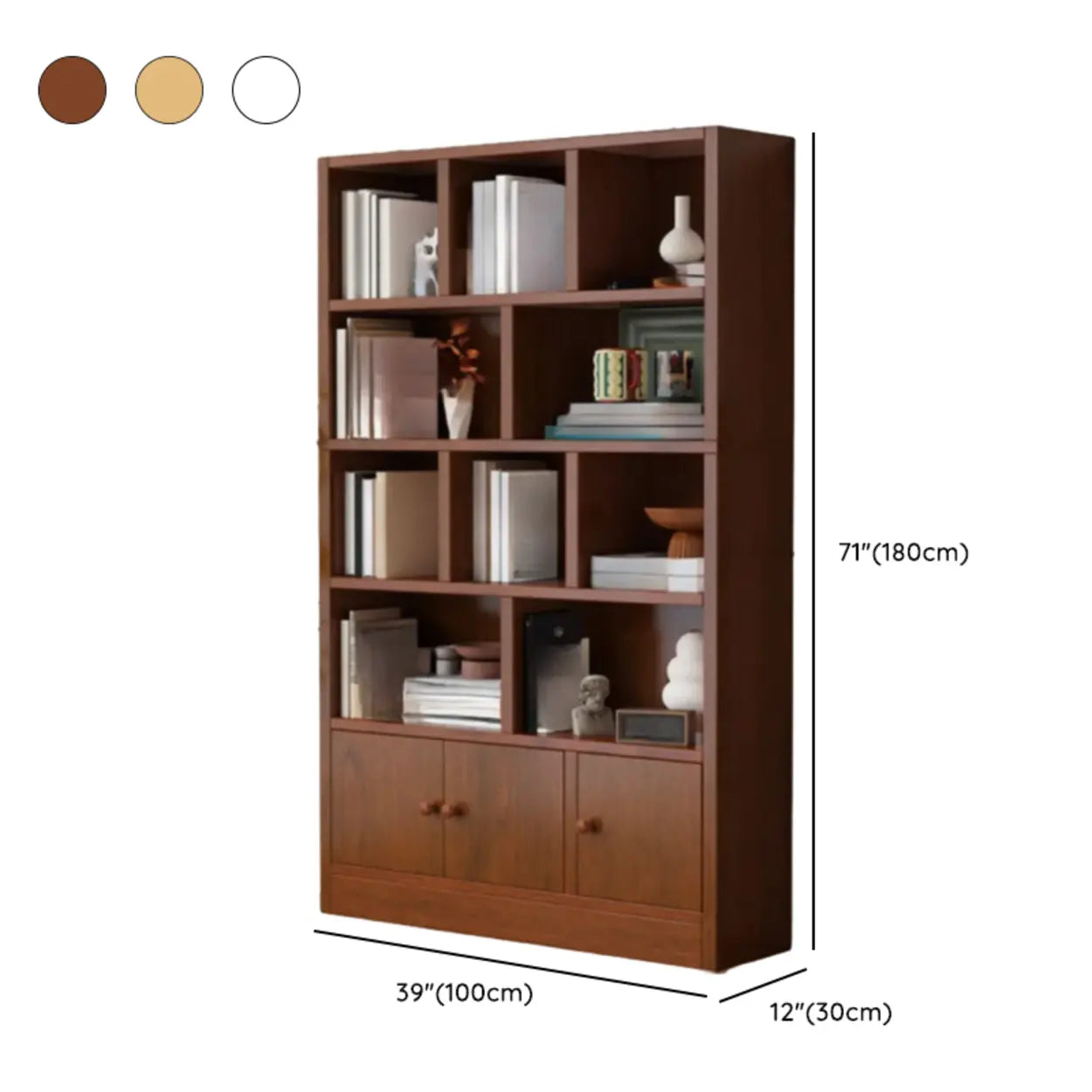 Simple Open-Drawer Narrow White Bookcase