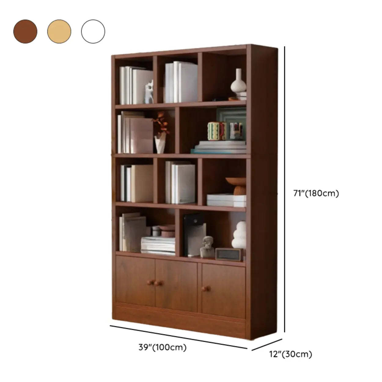 Simple Open-Drawer Narrow White Bookcase