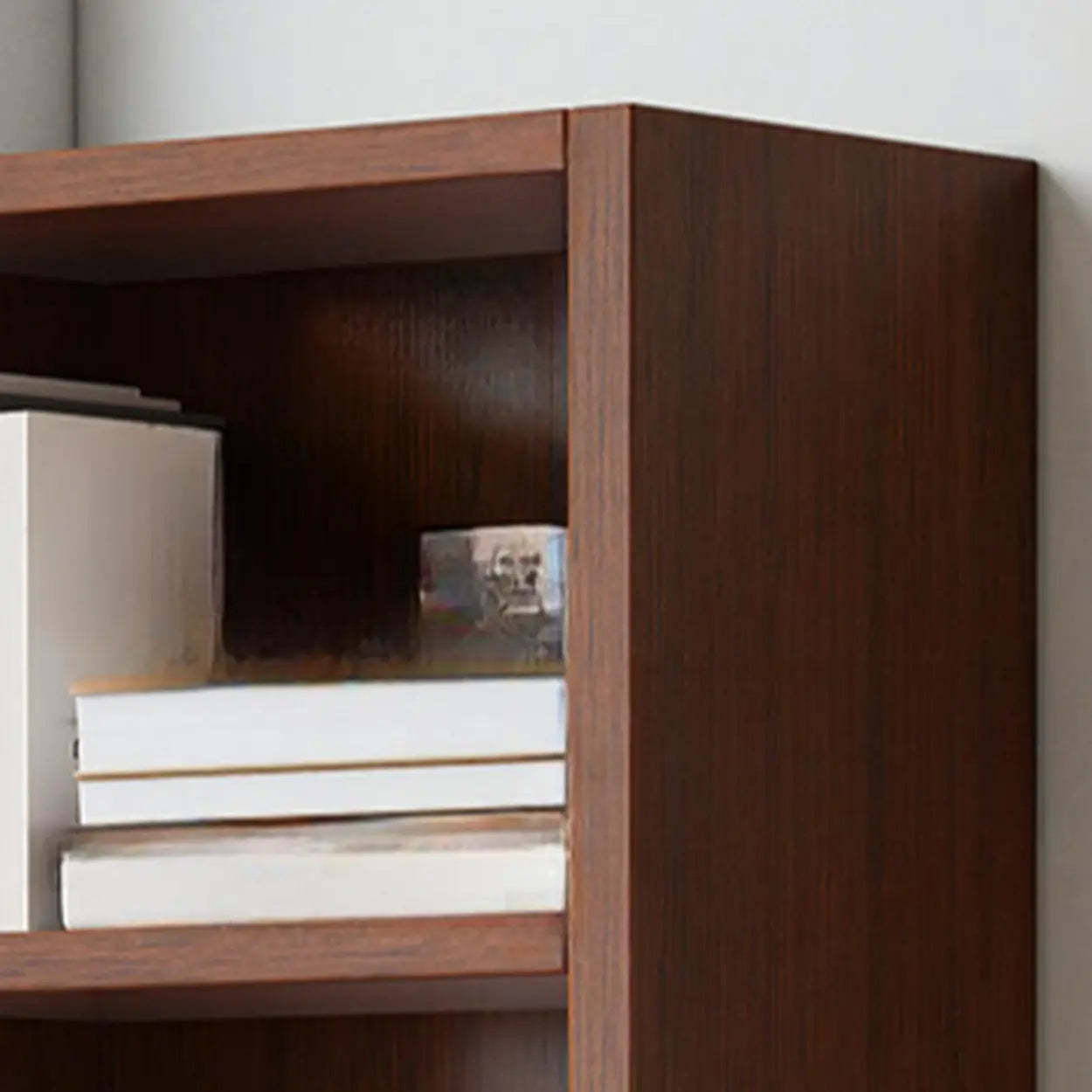 Simple Open-Drawer Narrow White Bookcase — Warm White