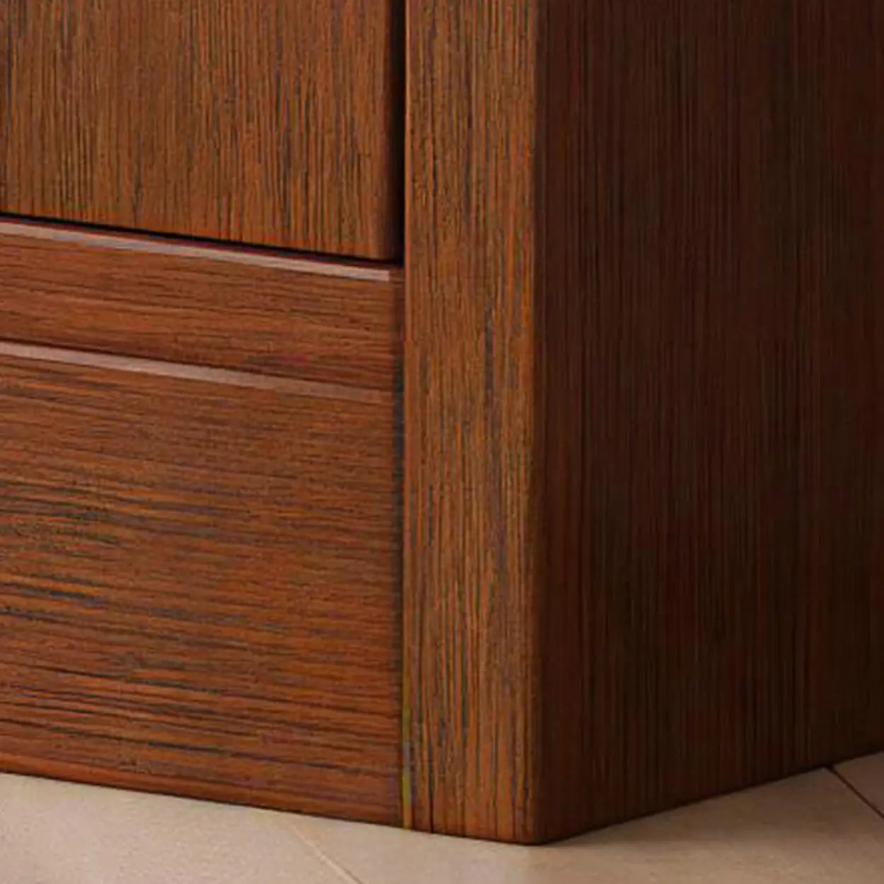 Simple Open-Drawer Narrow White Bookcase — Nut-Brown