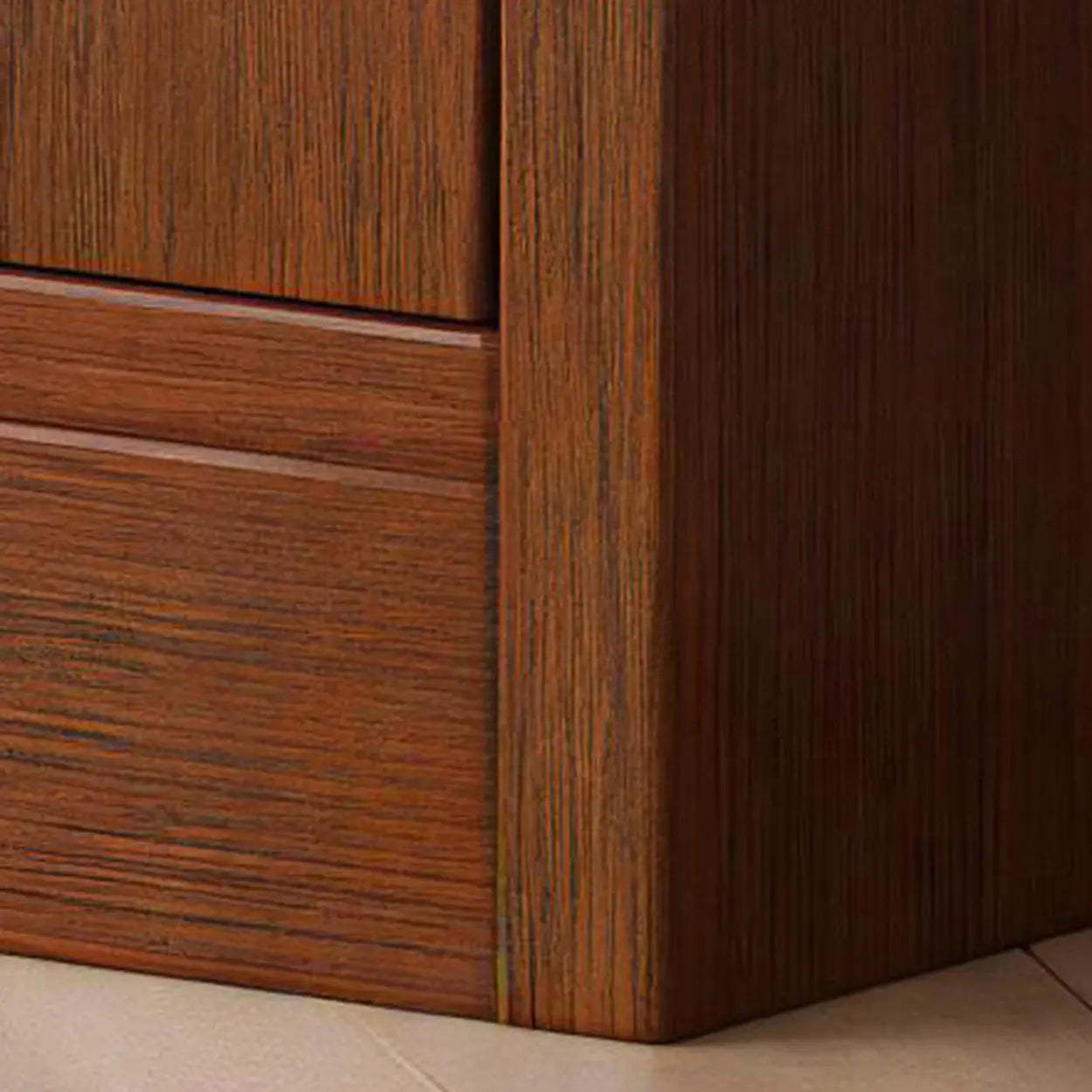 Simple Open-Drawer Narrow White Bookcase — Nut-Brown
