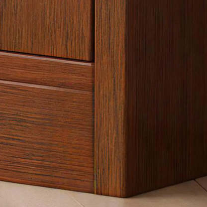 Simple Open-Drawer Narrow White Bookcase — Nut-Brown