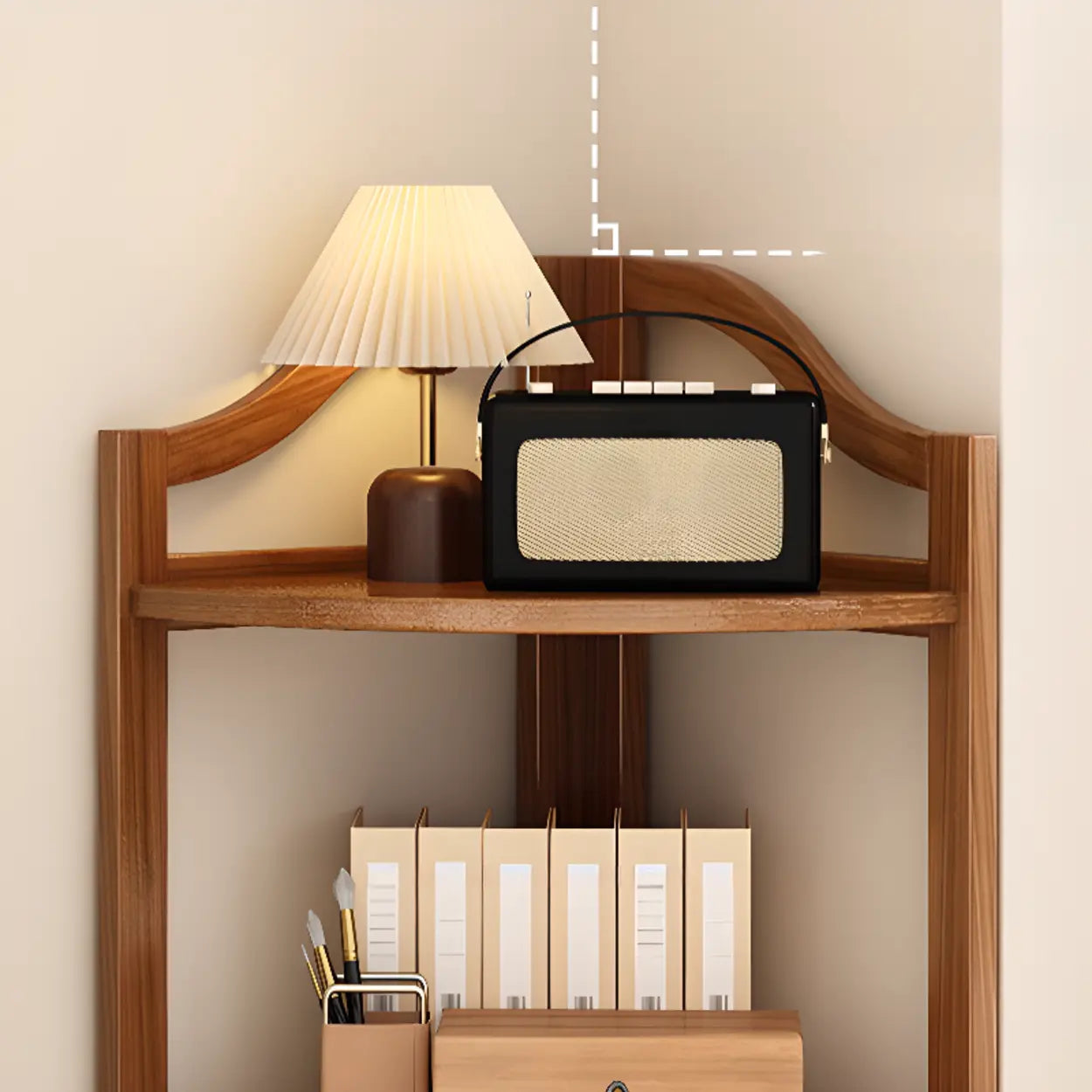Natural Wood Corner Bookshelf