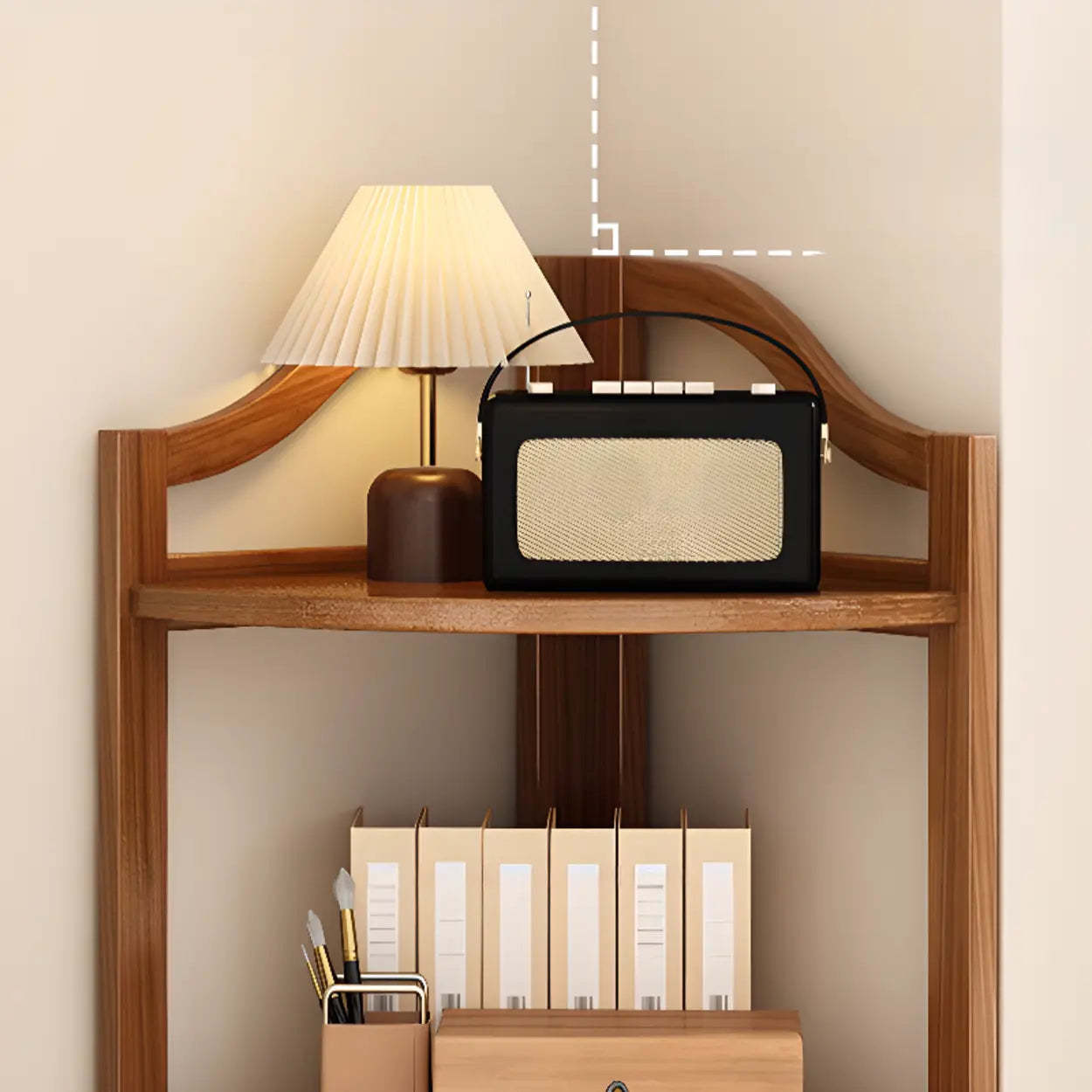 Natural Wood Corner Bookshelf