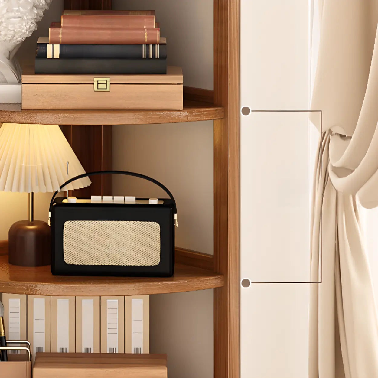 Natural Wood Corner Bookshelf