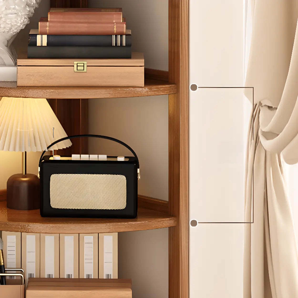 Natural Wood Corner Bookshelf