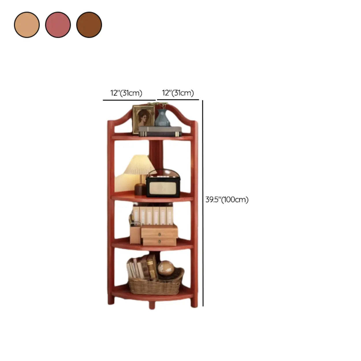 Natural Wood Corner Bookshelf