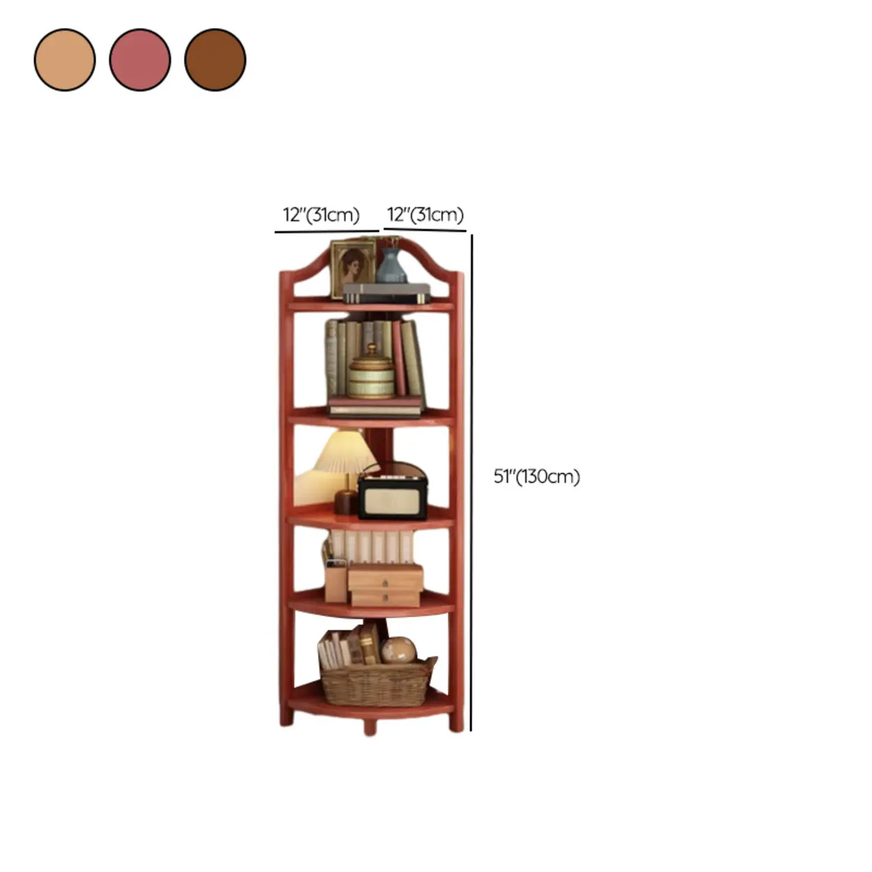 Natural Wood Corner Bookshelf
