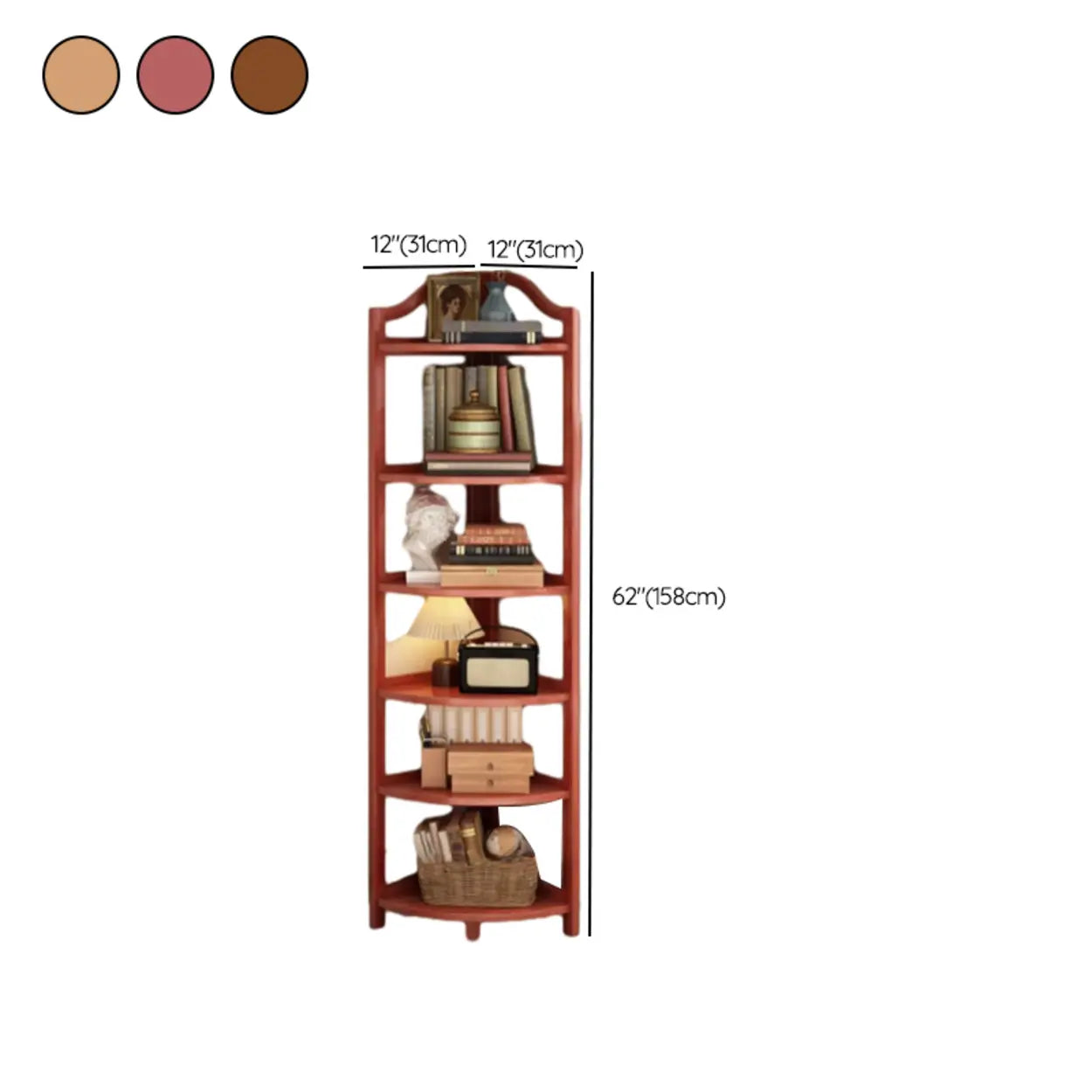 Natural Wood Corner Bookshelf
