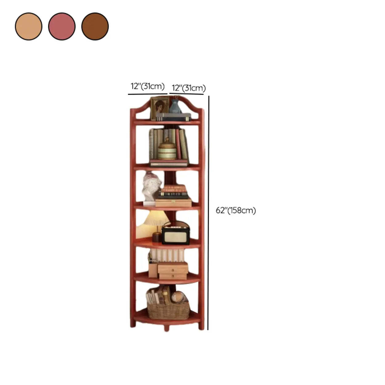 Natural Wood Corner Bookshelf