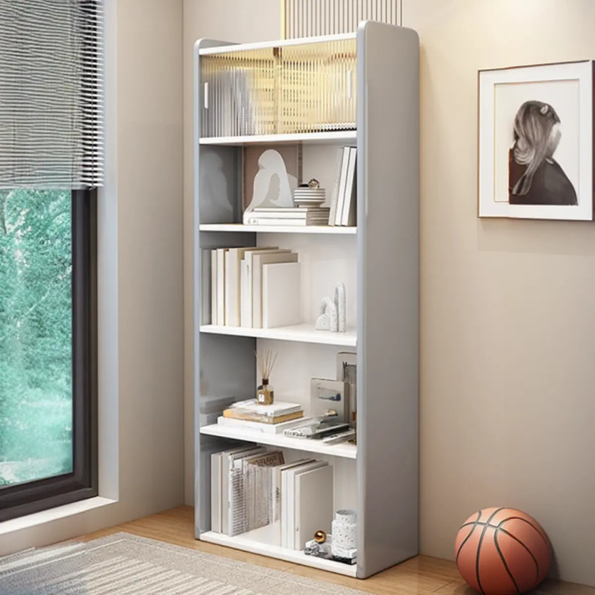 5-Tier Wood Vertical Bookcase