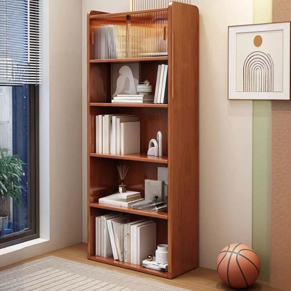 5-Tier Wood Vertical Bookcase — Blue