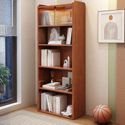 5-Tier Wood Vertical Bookcase — Blue