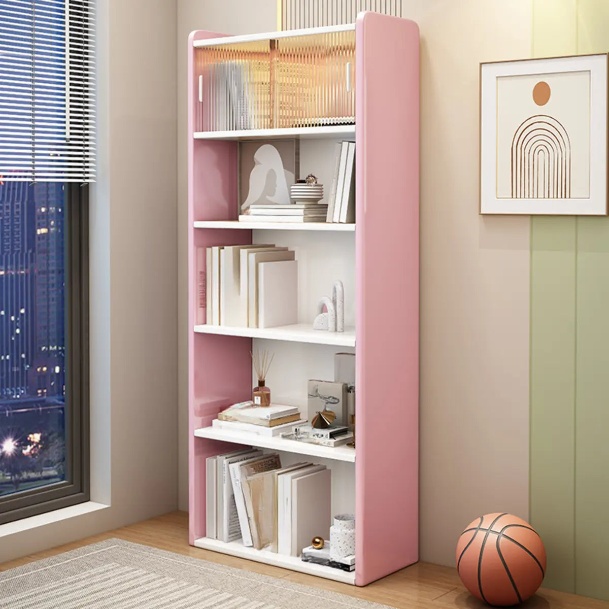 5-Tier Wood Vertical Bookcase — Nut-Brown
