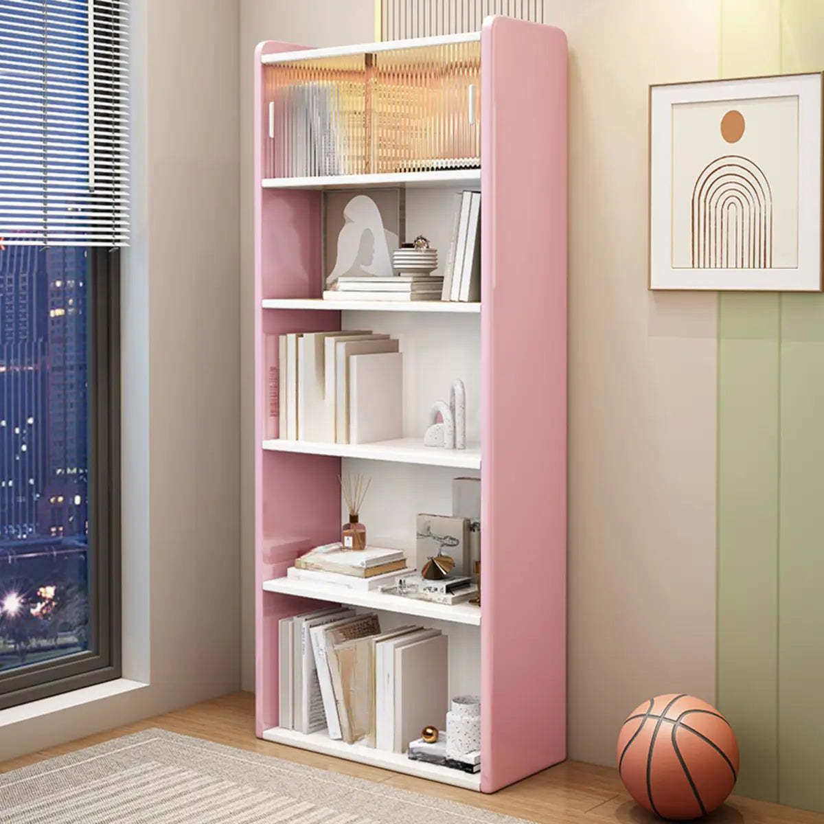5-Tier Wood Vertical Bookcase — Nut-Brown