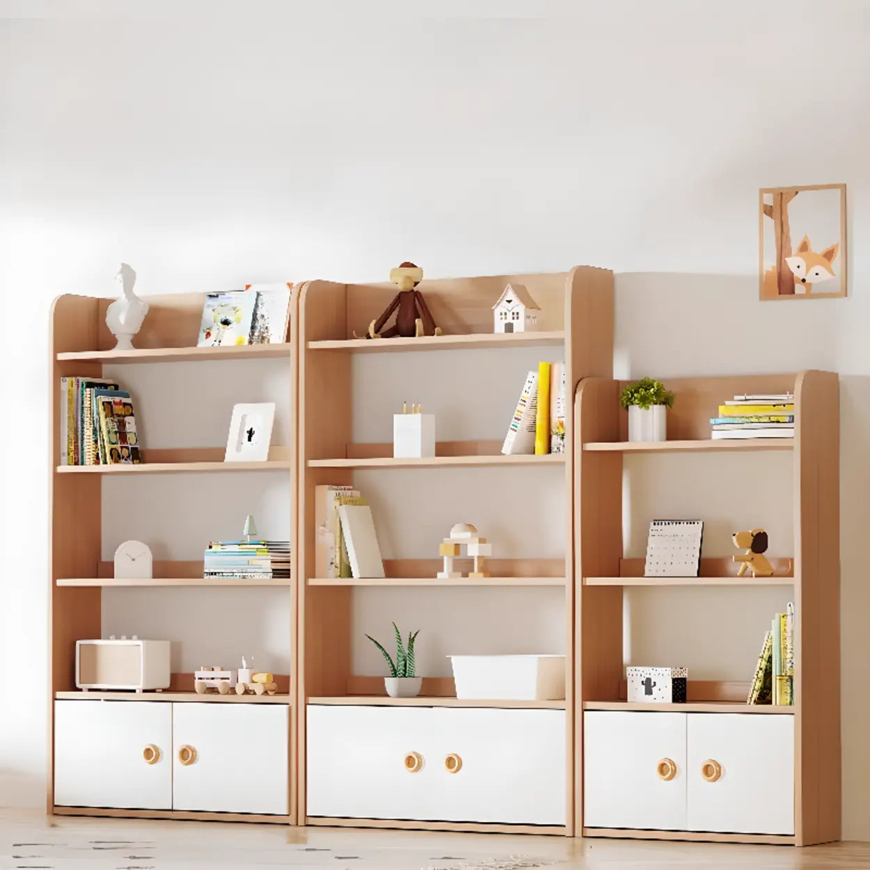 Simple Rectangular Open-Back Wood Bookshelf