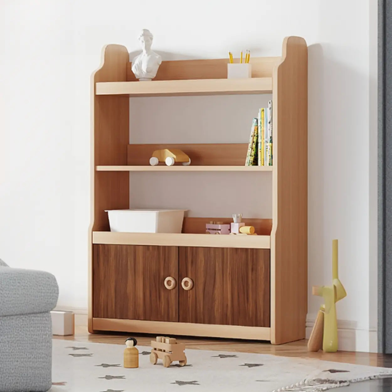 Simple Rectangular Open-Back Wood Bookshelf — Natural Finish