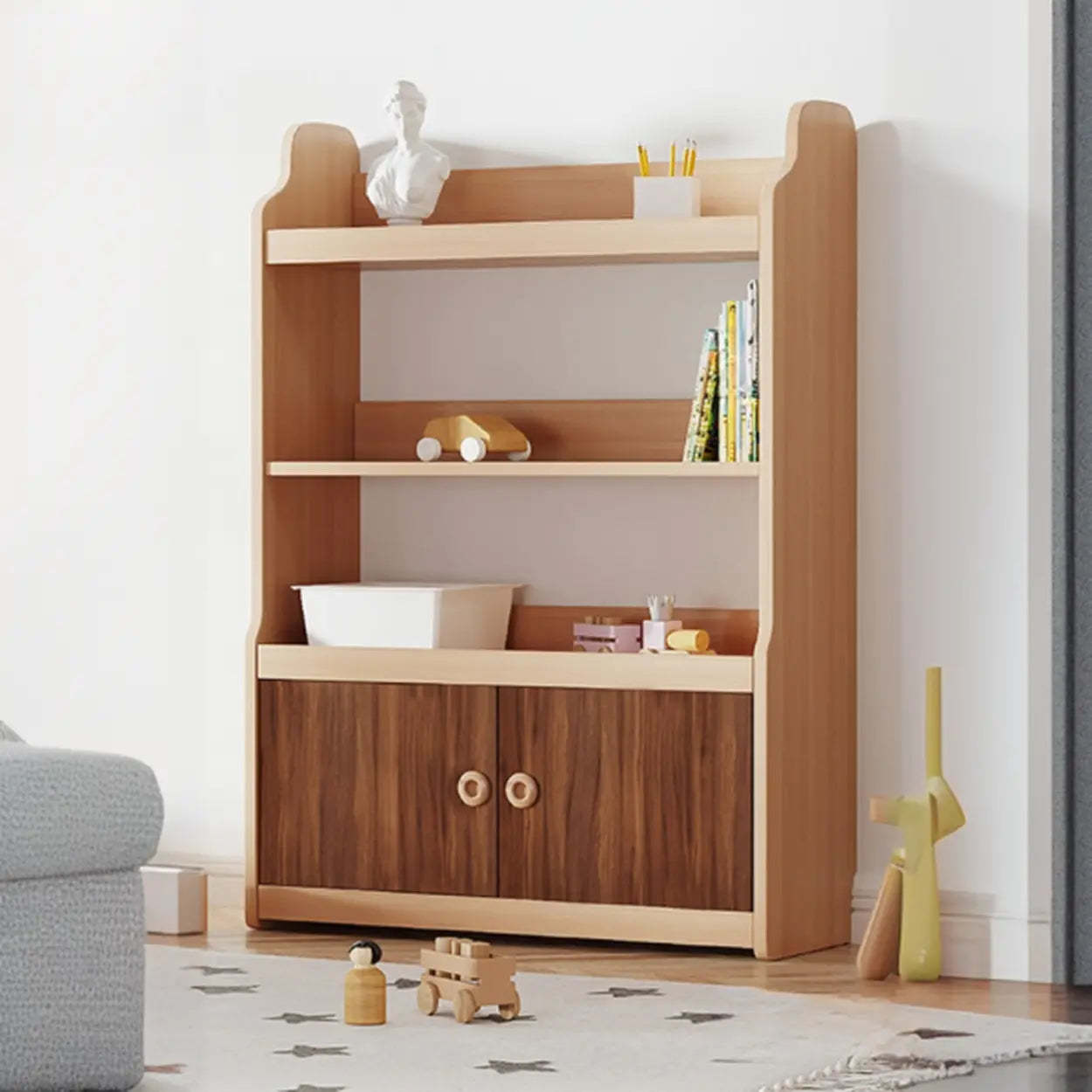 Simple Rectangular Open-Back Wood Bookshelf — Natural Finish