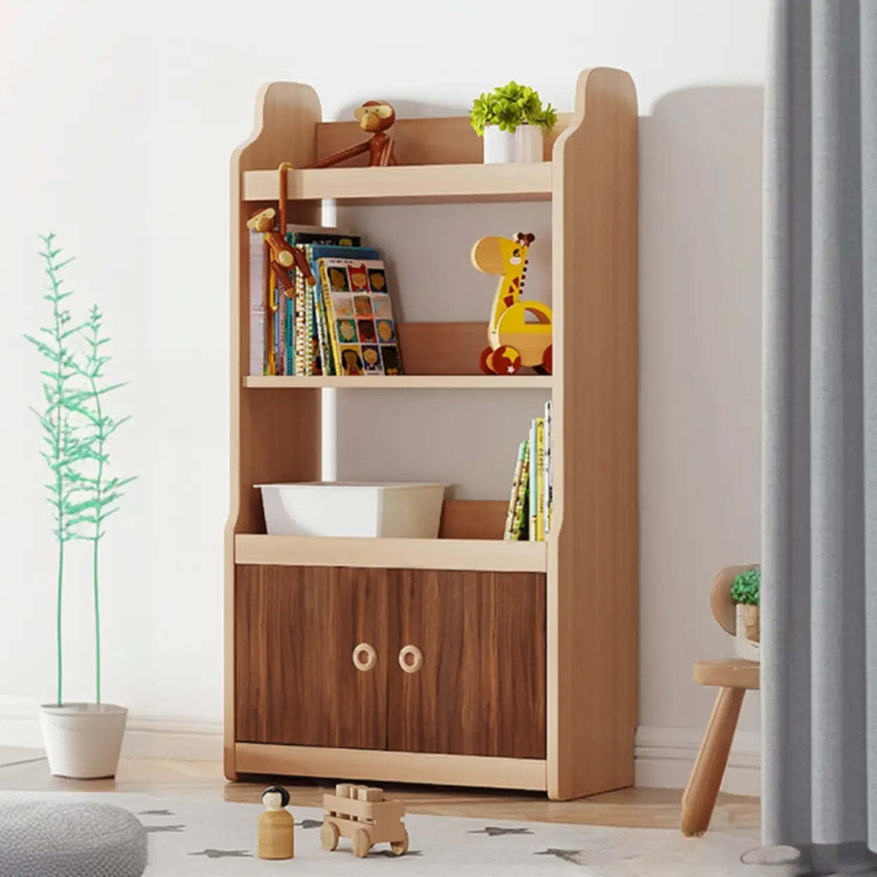 Simple Rectangular Open-Back Wood Bookshelf — Natural Finish