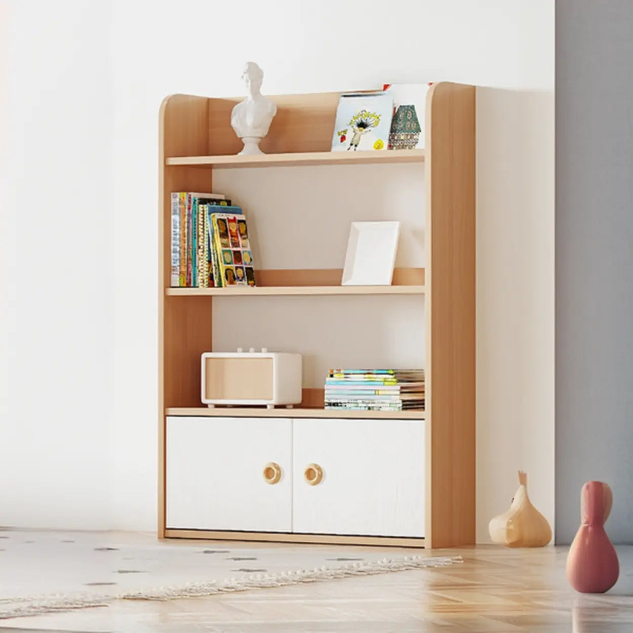 Simple Rectangular Open-Back Wood Bookshelf — Walnut